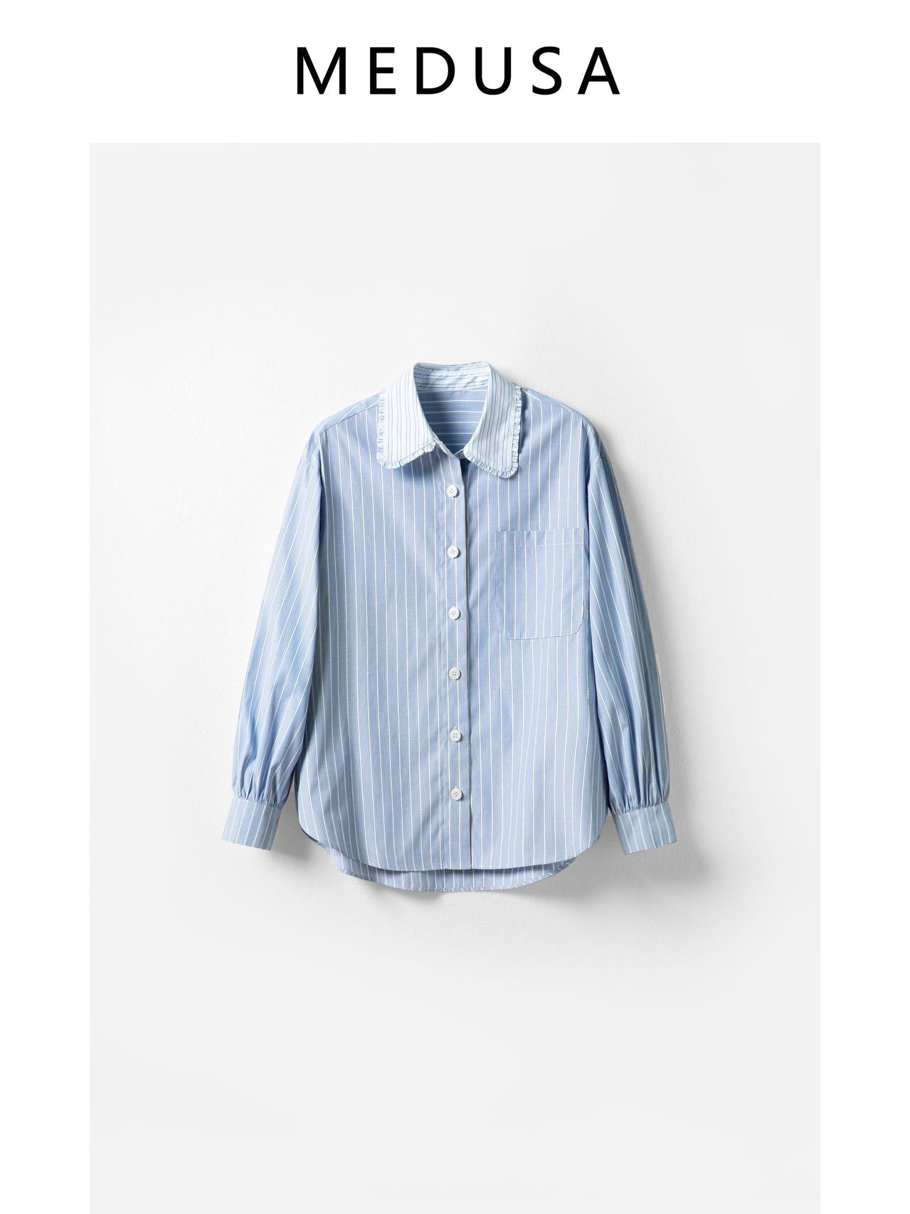 MEDUSA?BL1211 Spring New 90% Cotton Lovely Striped Shirt