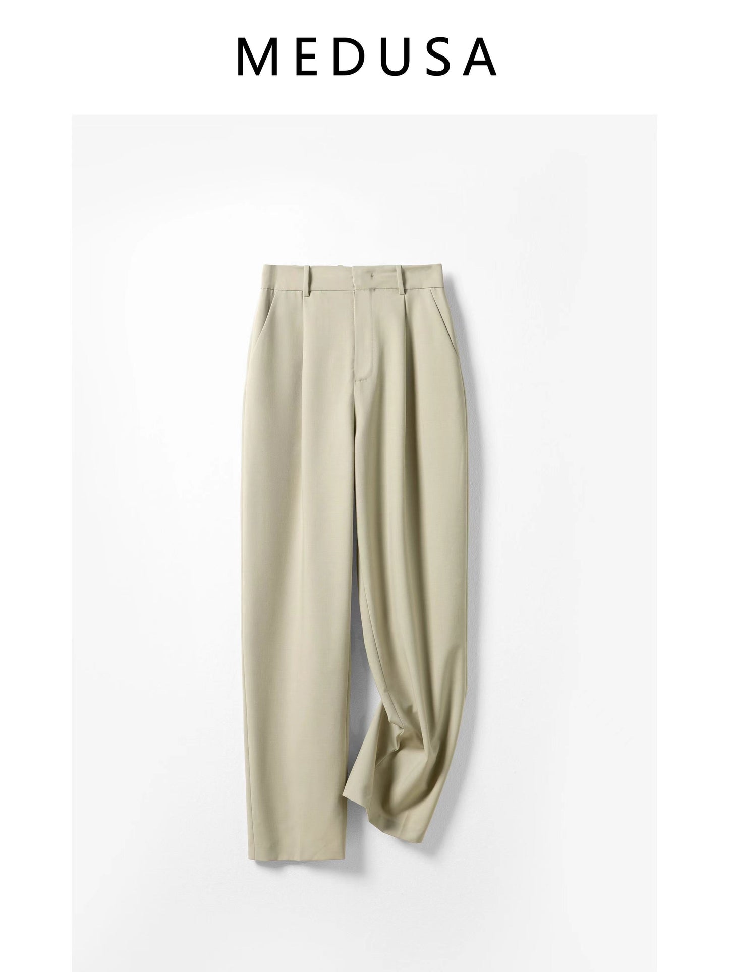 MEDUSA?PT0313 Summer new loose fit straight high waist pants
