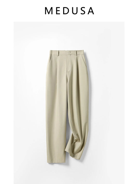 MEDUSA?PT0313 Summer new loose fit straight high waist pants
