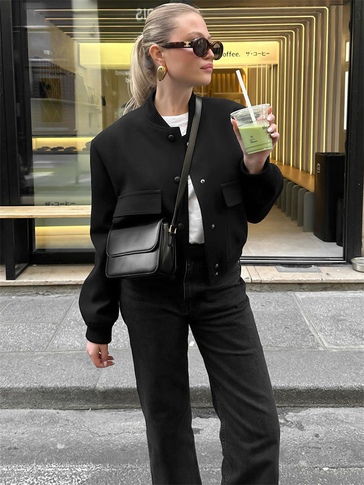 Mojoyce Slim Cotton Jackets For Women Casual Winter Long Sleeve Short Coat Woman Street Temperament Clothes Women's Autumn 2023