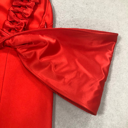 Bernt Red Bow Backless Maxi Bandage Dress