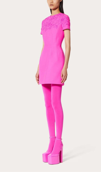 Adamina Pink Embroidered Mini Dress