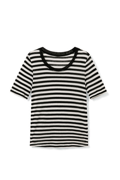 MEDUSA?ZY8001Navy striped Tencel wool T-shirt is suitable for summer