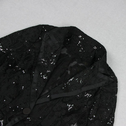 Black Lace Blazer And Pants