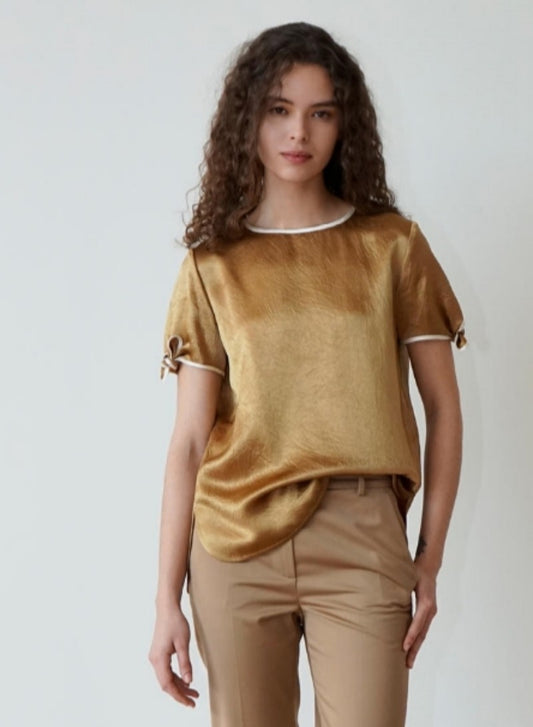 MEDUSA?BL1258 2025 new women's light luxury counter-level temperament acetate T-shirt for summer