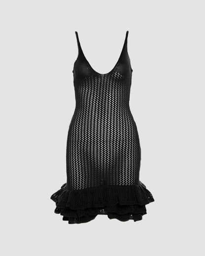Ruffles Hem Crochet Cami Mini Dress