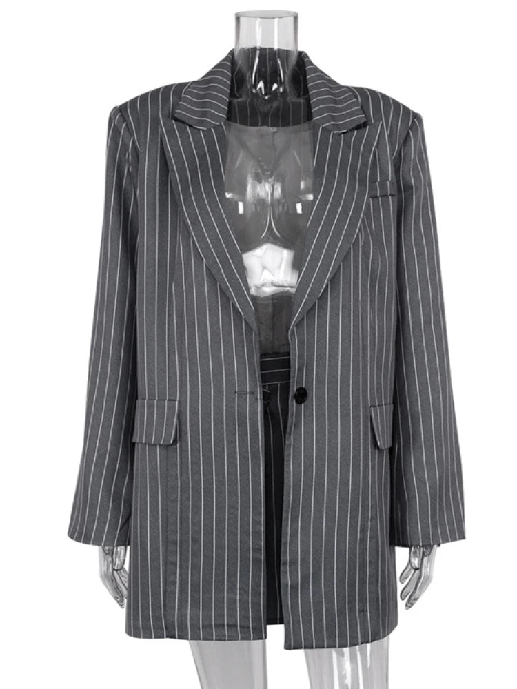 Mojoyce High Waist Slim Skirt Sets For Women Luxury Loose Long Sleeve Coats Woman Temperament Blazer 2 Piece Sets Womens Outfits