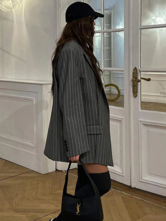 Mojoyce High Waist Slim Skirt Sets For Women Luxury Loose Long Sleeve Coats Woman Temperament Blazer 2 Piece Sets Womens Outfits
