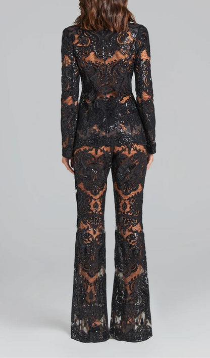 Black Lace Blazer And Pants