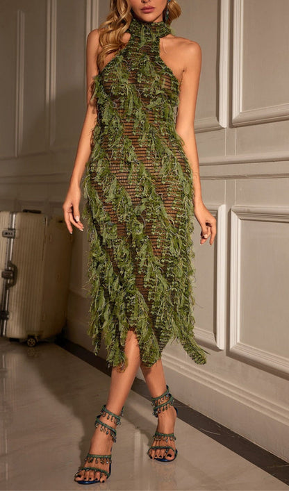 Akemi Halterneck Backless Midi Dress