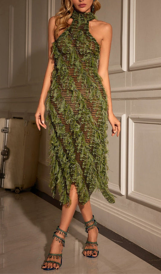 Akemi Halterneck Backless Midi Dress