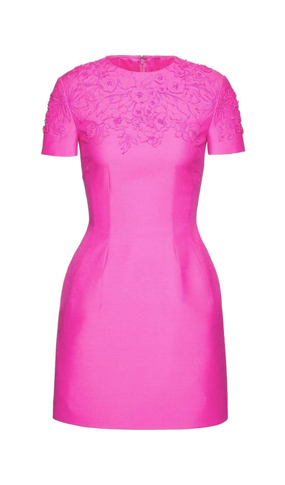 Adamina Pink Embroidered Mini Dress