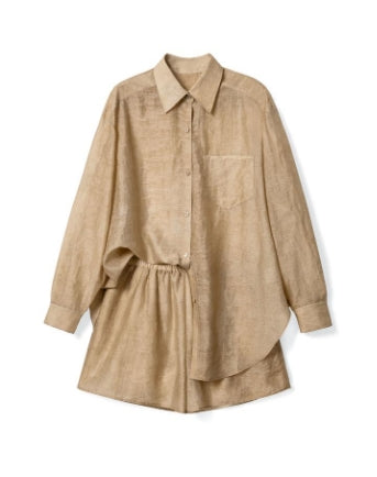 MEDUSA?BL1263 Tencel long sleeve shirt pants set for summer