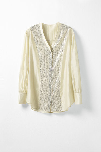MEDUSA?BL1195 Tencel pearl wide shirt for spring and autumn