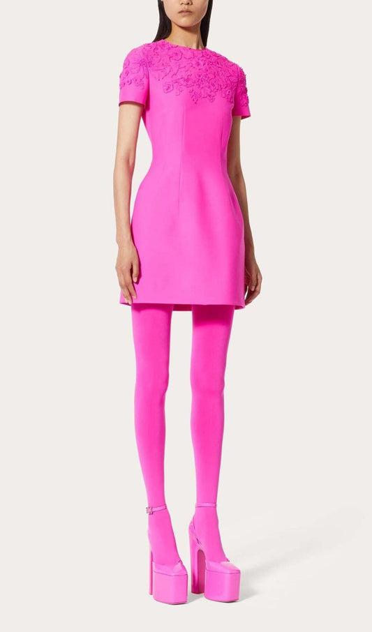 Adamina Pink Embroidered Mini Dress