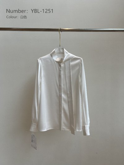 MEDUSA?BL1251 Acetate minimalist drape ribbon shirt for spring and autumn