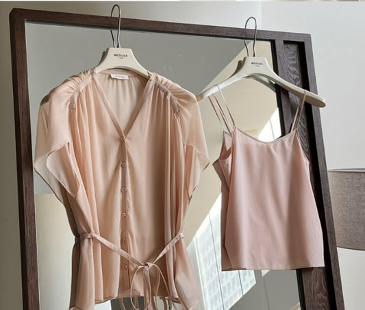 BL1271  Chiffon loose short sleeve 2-piece set for summer