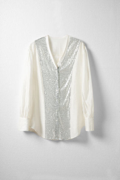 MEDUSA?BL1195 Tencel pearl wide shirt for spring and autumn