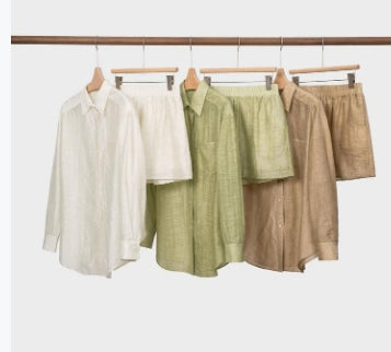 MEDUSA?BL1263 Tencel long sleeve shirt pants set for summer